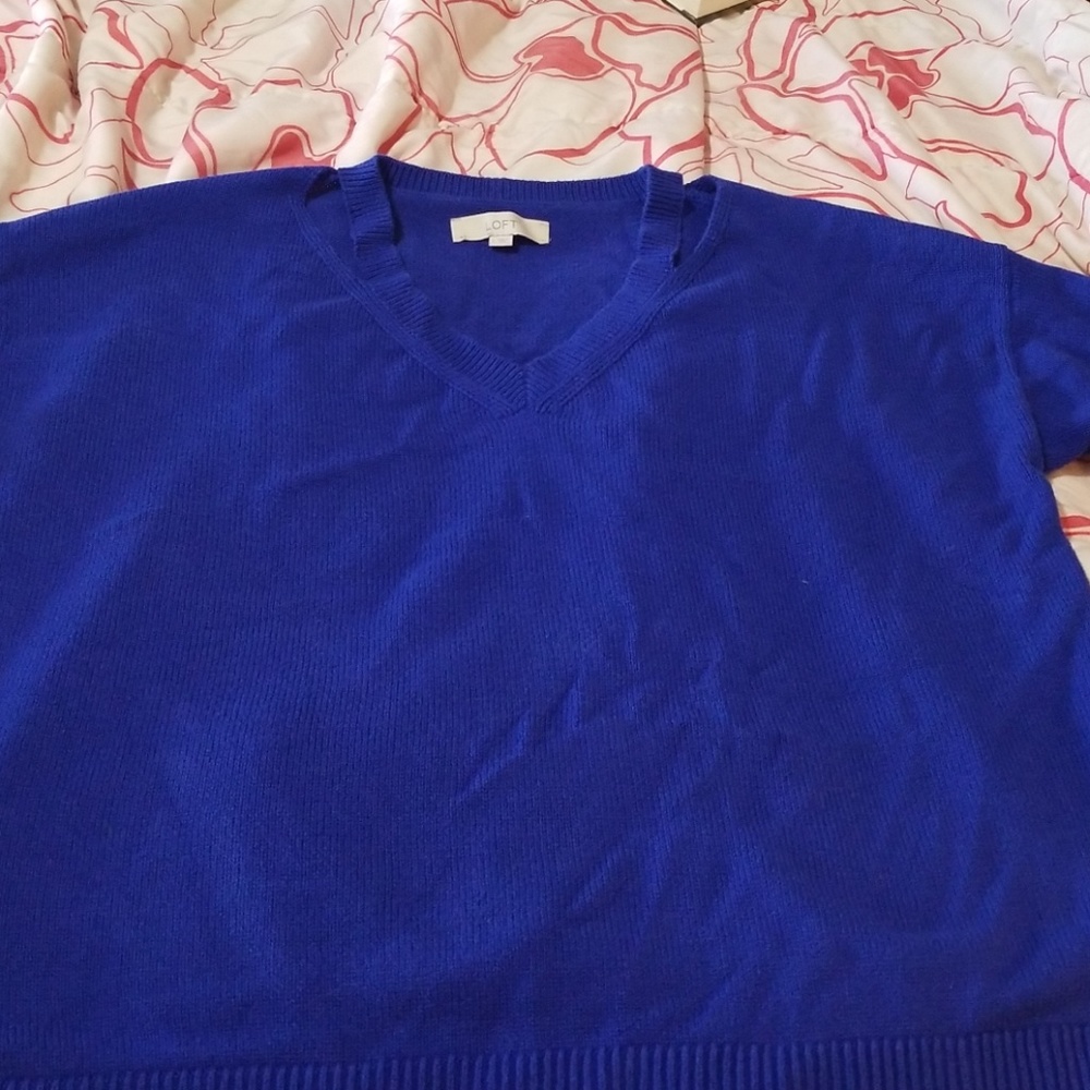 Loft V-Neck Cotton Sweater with cut outs